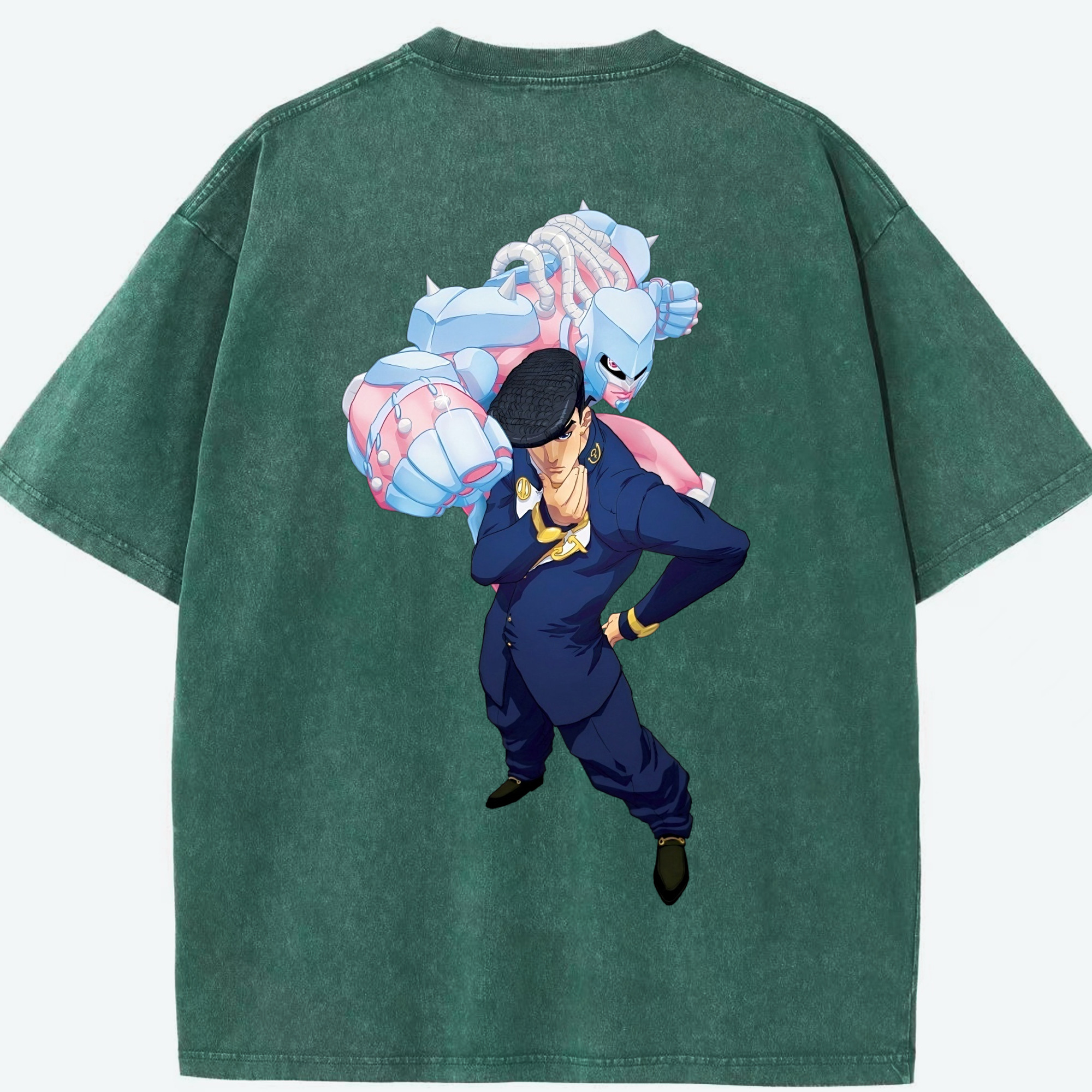 （画像用） ジョジョの奇妙な冒険 ひがしかた じょうすけ JoJo's Bizarre Adventure Higashikata Josuke 綿100% ヴィンテージ風 半袖Tシャツ（背面プリント）